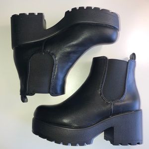 Black Faux Leather Platform Boots ✨